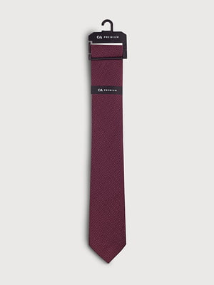 Шелковый бордовый галстук с узором | 6631591