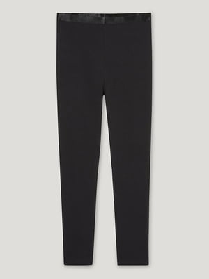 Чорні трикотажні штани з вузьким поясом | 6631676