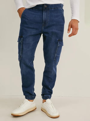 Прямі сині джинси-карго | 6631693