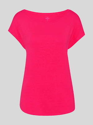 Подовжена рожева футболка з віскози | 6631757