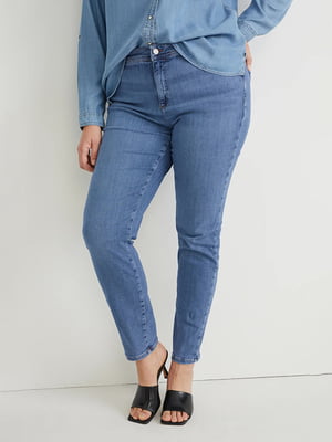 Блакитні джинси-скіні із середньою талією | 6631770