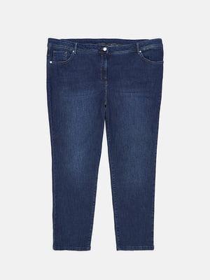 Прямые стрейчевые джинсы синего цвета | 6631781