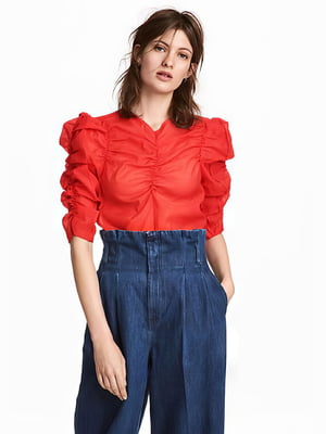 Красная блузка с присбореннными рукавами-фонариками | 6631793