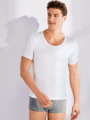 Базова бавовняна футболка білого кольору | 6631819