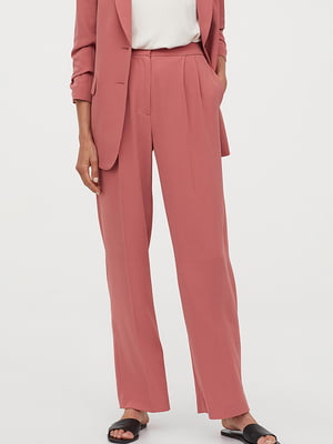 Широкі рожеві штани із загладженими стрілками | 6631832