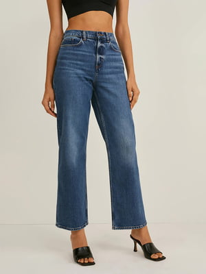 Укороченные синие джинсы широкого кроя | 6631965