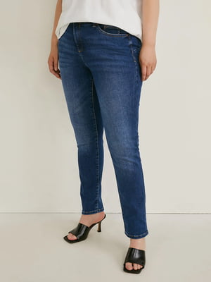 Синие джинсы-скинни с высокой талией | 6631995