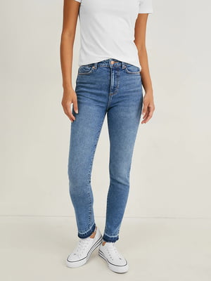 Блакитні джинси slim з високою талією | 6632016