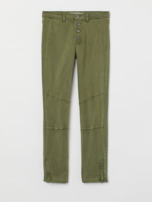 Зауженные брюки цвета хаки | 6632031
