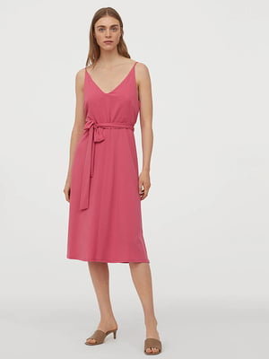 Платье розовое с поясом | 6632053