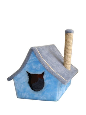 Будиночок Кігтеточка Драпак для кішок Zoo-hunt Мурчик блакитний 50х40х33 см сезаль | 6633055