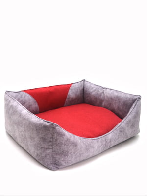 Лежак для котів і собак Zoo-hunt Фокс прямокутний сірий+червоний №1 30х40х21 см | 6633339