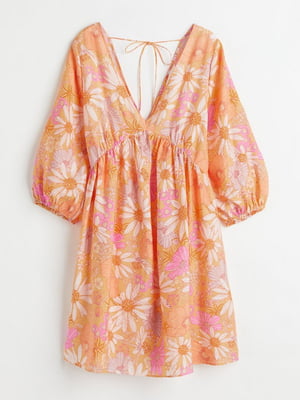 Сукня А-силуету оранжевого кольору в принт | 6632445
