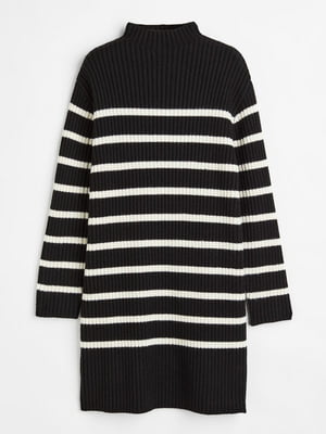 Платье-свитер черное в полоску | 6632491