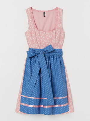 Платье А-силуэта розово-синее в принт | 6632708
