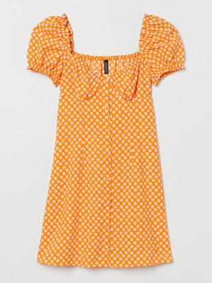 Платье А-силуэта оранжевого цвета в принт | 6632901