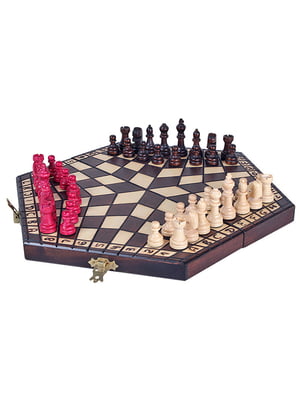 Потрійні шахи дерев'яні подарункові Потрійна шахова дошка на трьох 27,5 на 27,5 см  | 6645208