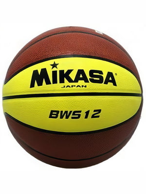 М'яч баскетбольний жовто-коричневий із принтом | 6649003