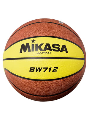 М'яч баскетбольний жовто-коричневий із принтом | 6649005
