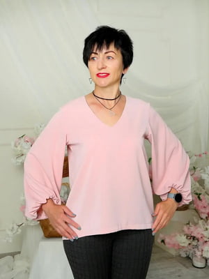Рожева блуза з об'ємними рукавами  | 6517754