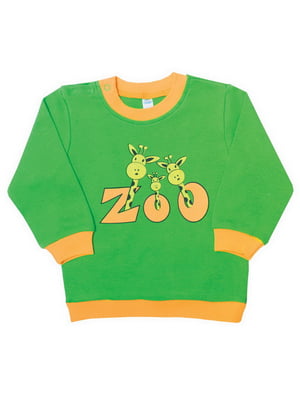 Джемпер "Зооленд" зеленый с рисунком | 6650225