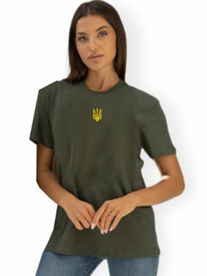 Патріотична футболка "ТРИЗУБ" хакі | 6650502