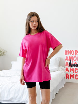 Стильная футболка оверсайз розовая | 6650511