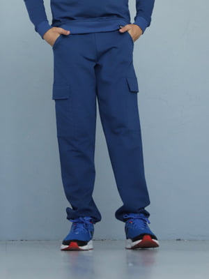 Подростковые брюки Карго двухнитка синие | 6650545