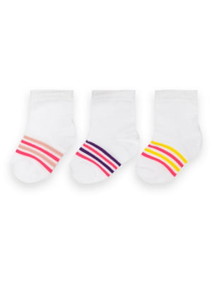 Шкарпетки ажурні білі в смужку 3 шт. | 6650668