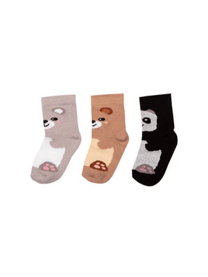 Шкарпетки гладкі в принт 3 шт. | 6650692