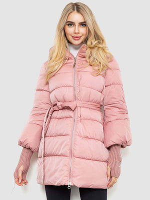 Куртка розовая с поясом и оригинальными рукавами | 6650991