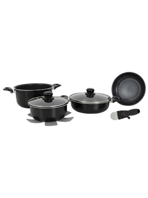 Набір посуду Cookware Set induction 7 предметів Black | 6651559