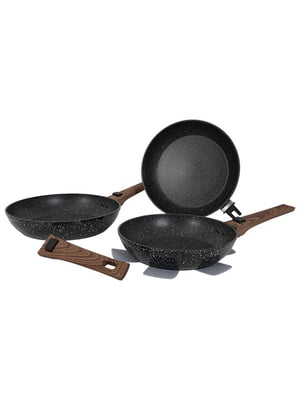 Набір сковорідок Frying Pan Set 3 предмети Black | 6651565