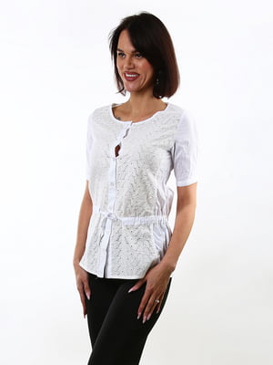 Блуза білого кольору з квітковим візерунком | 6652377