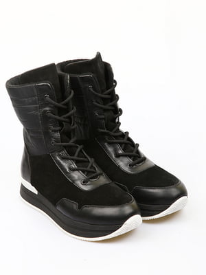 Комбіновані чорні черевики на шнурівці | 6652764