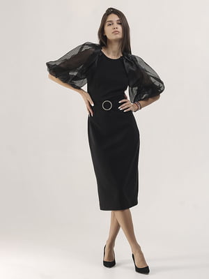 Чорна сукня-футляр із об'ємними рукавами | 6652866