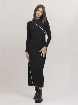 Чорна приталена сукня з функціональними блискавками | 6652869