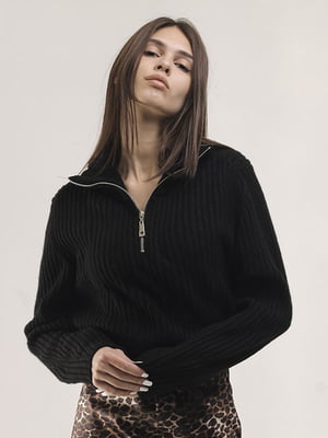 Укороченный черный свитер с функциональной молнией | 6652896