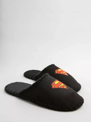 Тапочки черные с разноцветным рисунком с флоковым нанесением Superman | 6649673
