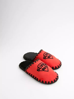Тапочки красные с рисунком с флоковым нанесением Super Boy | 6649708