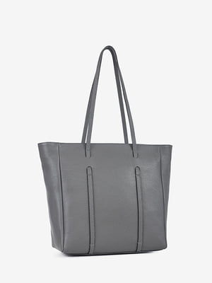 Велика шкіряна сумка-шопер темно-сірого кольору | 6653700