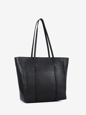 Велика шкіряна сумка-шопер чорного кольору | 6653701