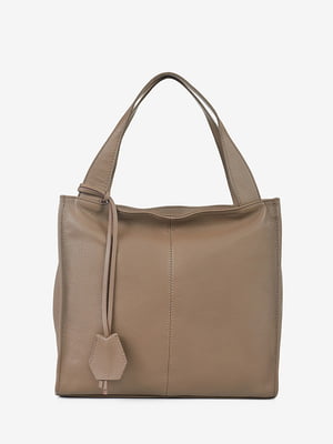 Серо-коричневая кожаная сумка-шоппер | 6653702