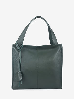 Темно-зеленая кожаная сумка-шоппер | 6653703