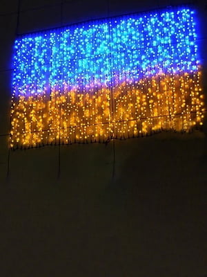 Гірлянда штора-бахрома Прапор України 1.8*1.2м 120 LED, жовто-синя патріотична | 6653786