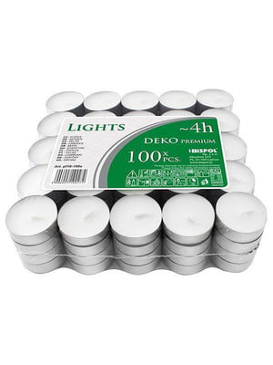 Свічки-таблетки чайні набір 100 штук, без запаху, плаваючі господарські | 6653813