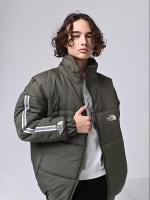 Водонепроникна підліткова куртка кольору хакі з принтом | 6653937