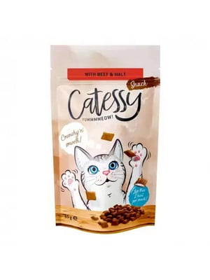 Ласощі для котів Catessy Snack Beef & Malt подушечки з яловичиною та солодом 65 г | 6654181