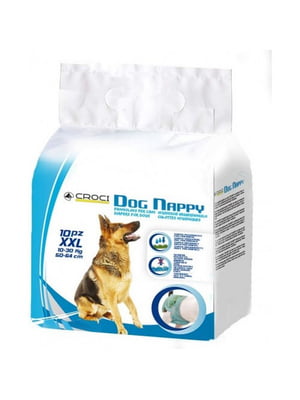 Подгузник Croci Dog Nappy для собак весом 18-30 кг, обхват 50-64 см 10 шт C цена за 1 шт | 6654342
