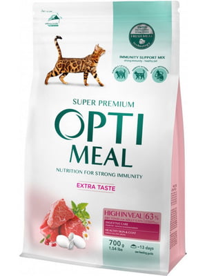 Сухий корм для котів Optimeal зі смаком телятини 700 г | 6654408